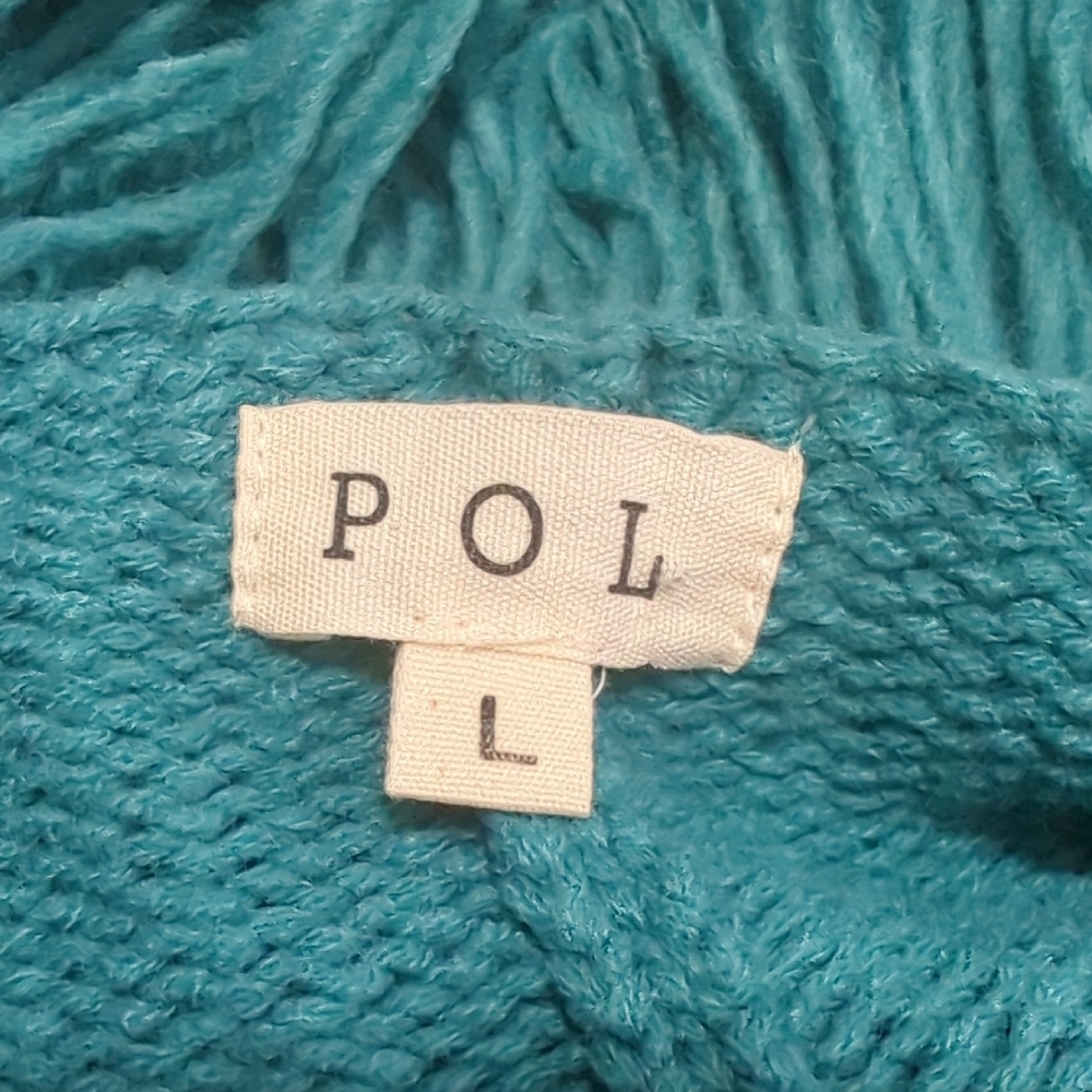 Teal Fringe Knit Sweater - Picture 6 of 7